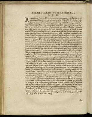 Berneggerus Robertino Suo S. P. D.