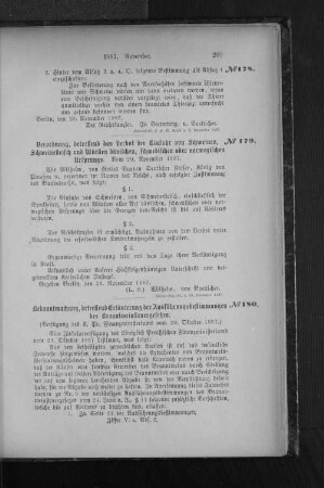 No. 179. Verordnung, betreffend das Verbot der Einfuhr von Schweinen, Schweinefleisch und Würsten dänischen, schwedischen oder norwegischen Urpsrungs.
