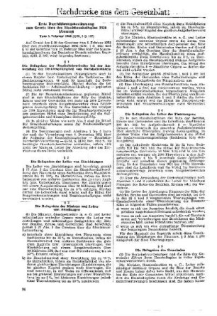 Erste Durchführungsbestimmung zum Gesetz über den Staatshaushaltsplan 1956 (Auszug) : vom 8. Februar 1956 (GBl. I S. 167) ; [Nachdrucke aus dem Gesetzblatt]