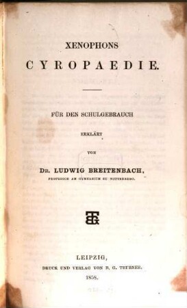 Xenophons Cyropaedie : für d. Schulgebrauch