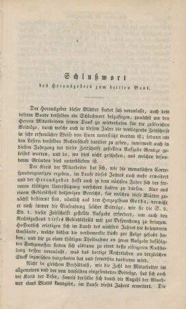 Schlußwort des Herausgebers zum dritten Band