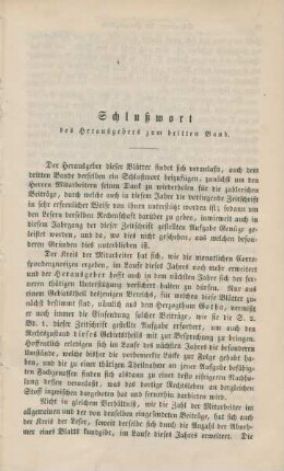 Schlußwort des Herausgebers zum dritten Band
