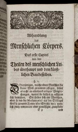 Abhandlung des Menschlichen Cörpers