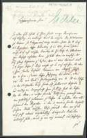 Brief von August Wilhelm Eichler an Unbekannt