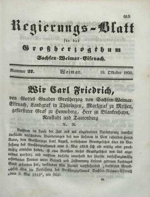 Nr. 27 : 19. Oktober 1850