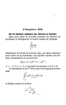 Chapitre III. Sur les fonctions, analogues aux fonctions de Legendre.