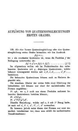 Sechster Abschnitt. Auflösung von Quaterniongleichungen ersten Grades.