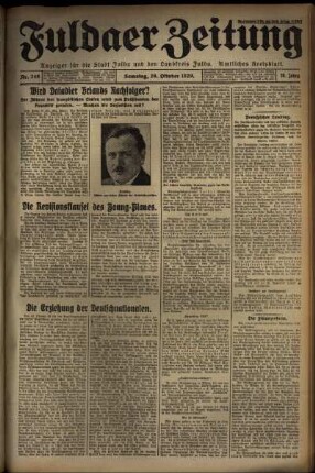 Erste Ausgabe vom Samstag, den 26. Oktober 1929.
