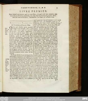 Livre Premier. Dans lequel on prouve qu'il y a un Dieu, & qu'il s'est fait conoître aux hommes en diverses maniéres, sur tout dans les Saintes Ecritures, dont l'on fait voir la Divinité, l'Authorité, la Clarté & la Perfection.