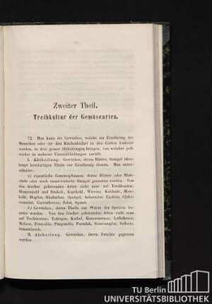 Zweiter Theil. Treibkultur der Gemüsearten.