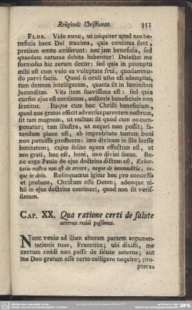 Cap. XX. Qua ratione certi de salute aeterna reddi possimus