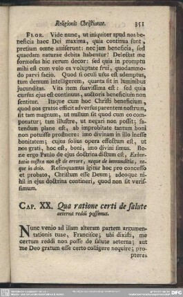 Cap. XX. Qua ratione certi de salute aeterna reddi possimus
