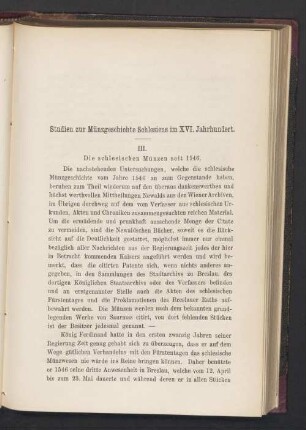 Studien zur Münzgeschichte Schlesiens im XVI. Jahrhundert