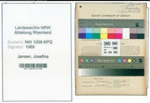 Entnazifizierung Josefine Jansen , geb. 24.01.1888 ()