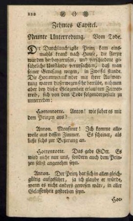 Zehntes Capitel. Neunte Unterredung. Vom Tode.