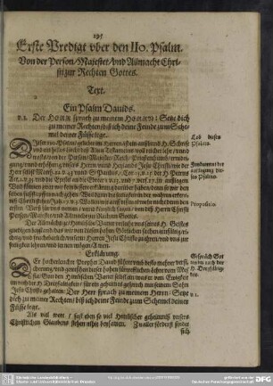 Erste Predigt uber den 110. Psalm