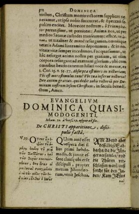 Evangelium Dominica Quasimodogeniti.