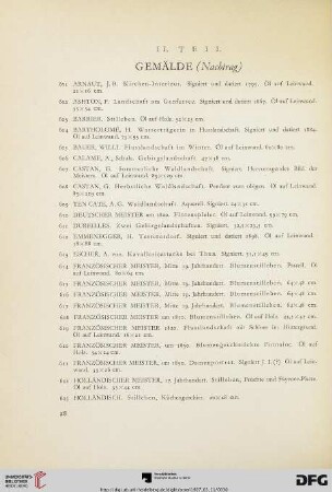 II. Teil: Gemälde (Nachtrag) (Nr. 601-661)