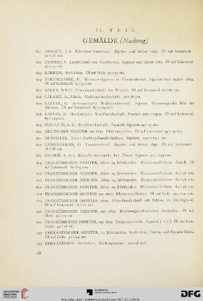 II. Teil: Gemälde (Nachtrag) (Nr. 601-661)