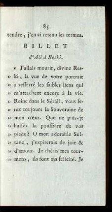 Billet d'Ali à Reski.