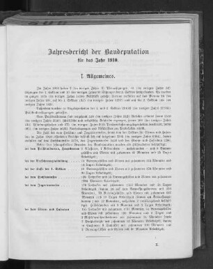 Jahresbericht der Baudeputation für das Jahr 1910.