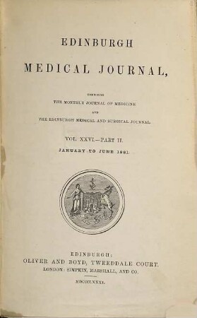 Edinburgh medical journal. 26,2. 1881 (1882)