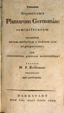 Tentamen dispositionis plantarum Germaniae seminiferarum