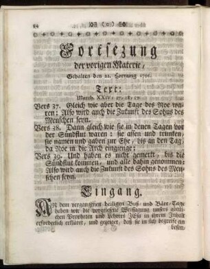 Fortsetzung der vorigen Materie, gehalten den 22. Hornung 1756.