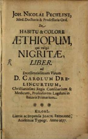 De habitu et colore Aethiopum liber