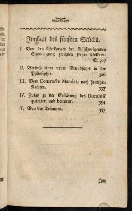 Inhalt des fünften Stücks.