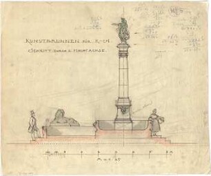 Pfann, Paul; Kulmbach; Kunstbrunnen - Hauptachse (Schnitt)