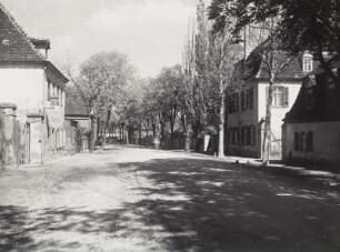 Schönau, Dorfstraße : Leipzig-Schönau. Dorfstraße, Blick vom Gasthof zum Rittergut