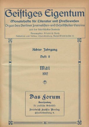 Heft 8 (Mai 1912)