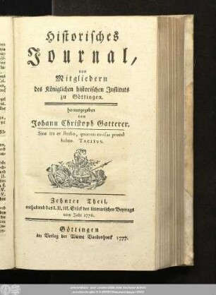 10.1777: Historisches Journal von Mitgliedern des Königlichen Historischen Instituts zu Göttingen