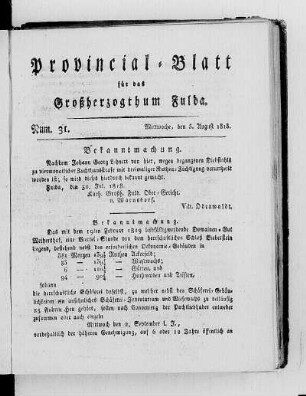 Num. 31, Ausgabe vom 5. August 1818