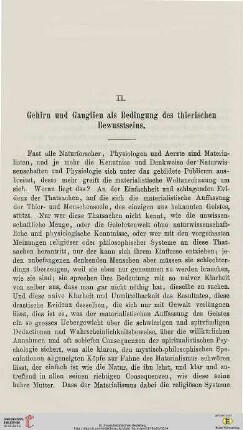 II. Gehirn und Ganglien als Bedingung des thierischen Bewusstseins