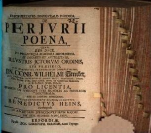 Dissertatio Inavgvralis Jvridica, De Perjvrii Poena