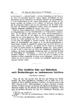 Über kindliche Sitte und Sittlichkeit nach Beobachtungen an taubstummen Schülern