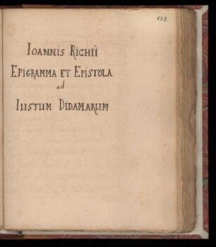 [Brief von Joannes Rich an Justus Didamar]