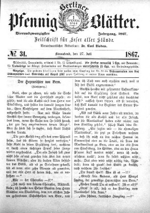 No. 31, Sonnabend, den 27. Juli