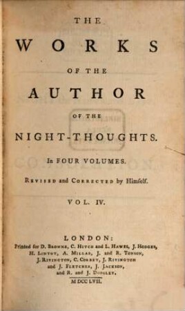 The Works Of The Author Of The Night-Thoughts : In Four Volumes, 4