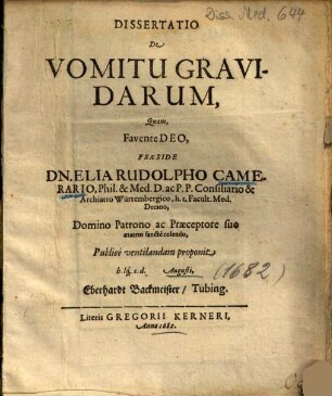 Dissertatio De Vomitu Gravidarum