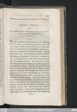 Sechster Abschnitt. Von der reichsständischen Gerichtsbarkeit und deren Subordination unter die Reichsgerichte.