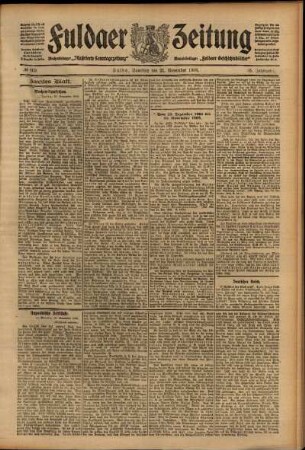 Zweite Ausgabe vom Samstag, den 21. November 1908.