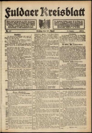 Ausgabe vom Freitag, den 27. April 1917.