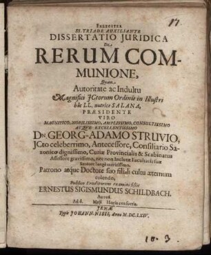 Dissertatio Iuridica De Rerum Communione
