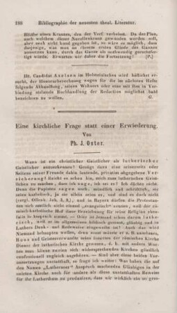 188-192 Eine kirchliche Frage statt einer Erwiderung