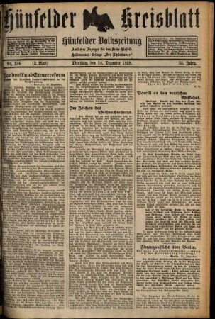 Zweite Ausgabe vom Dienstag, den 24. Dezember 1929.