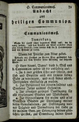 Andacht zur heiligen Communion.