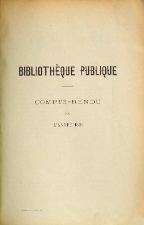 Compte rendu. 1891